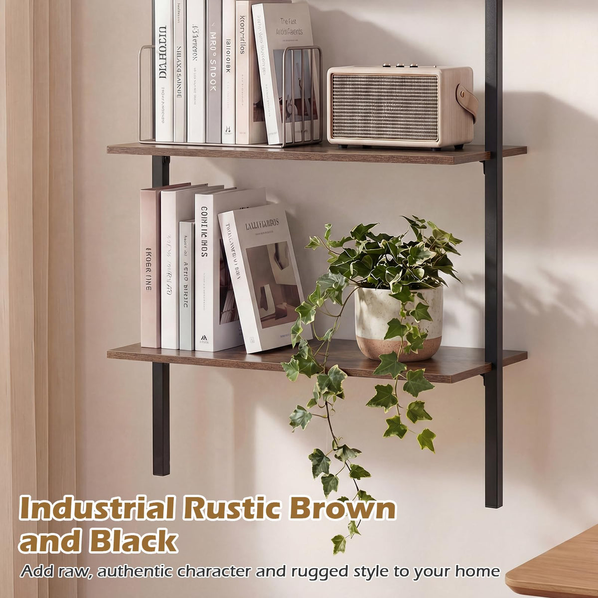 3-Tier Industrial Wall Mounted Shelves Wooden Floating Shelving Unit