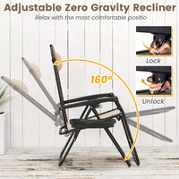 Patio Zero Gravity Lounge Chair with Cup Holder & Removable Pillow