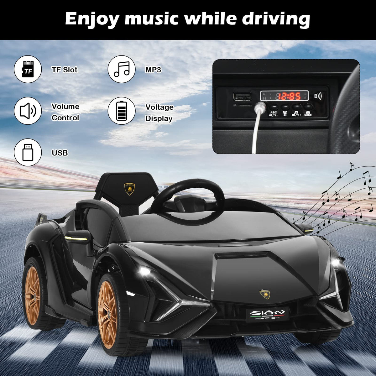 Lamborghini Licensed 12V Kids Ride On Car, Children Electric Ride-on Vehicle