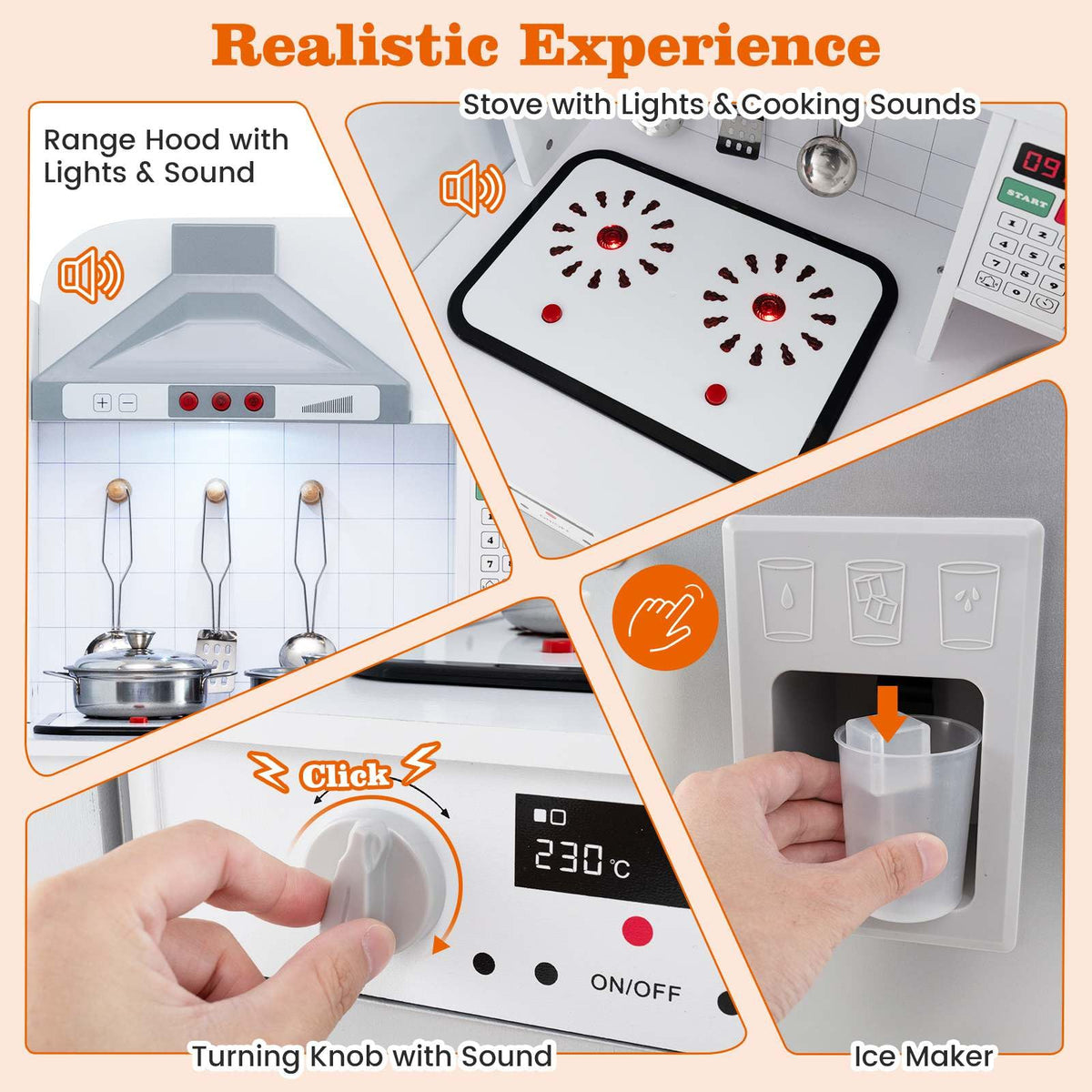 Modular Kids Kitchen Playset with Range Hood and Washing Machine