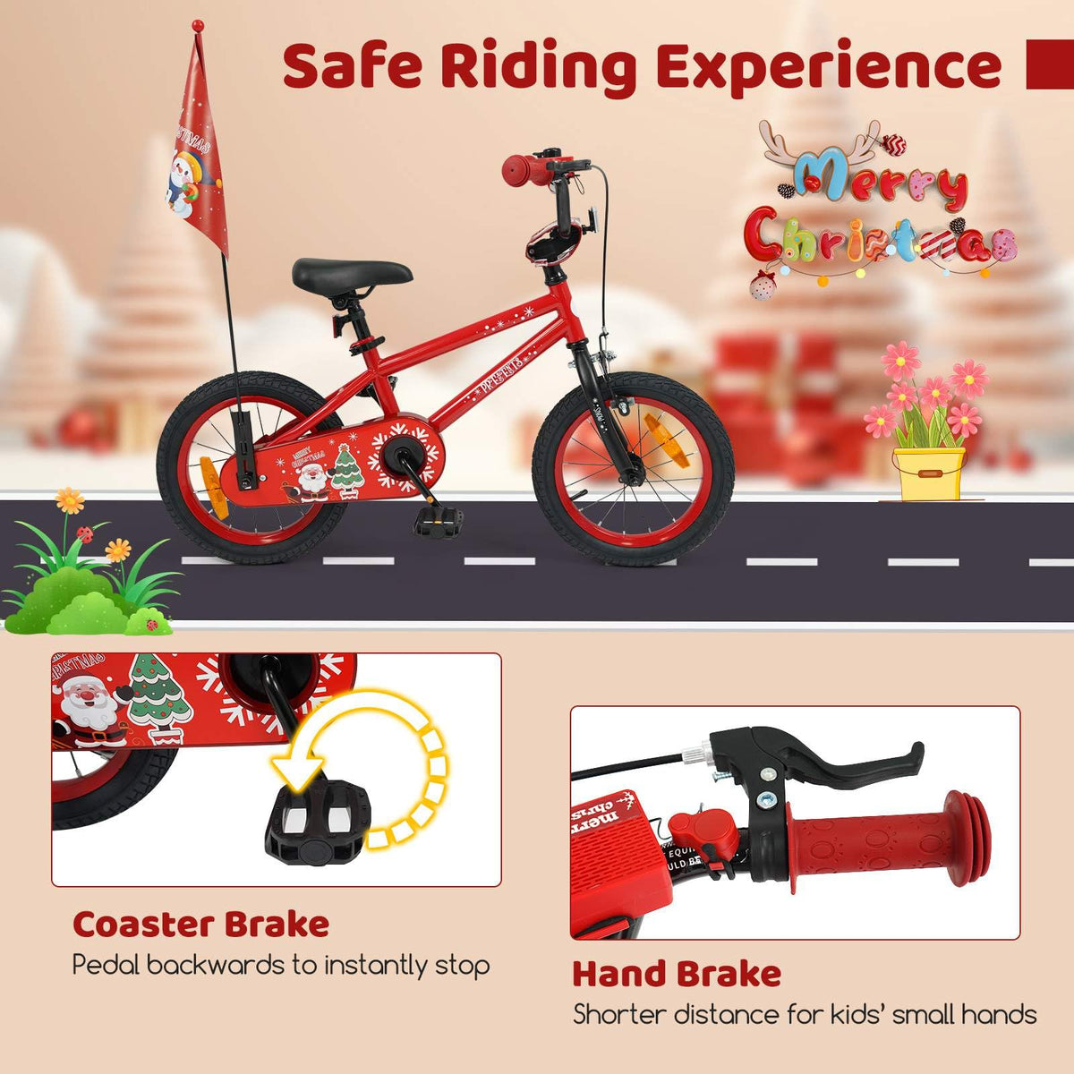 Toddler Training Bike with Music Function and Removable Training Wheels