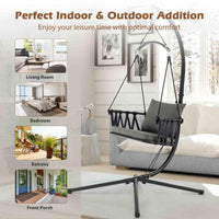 Hanging Swing Chair with Stand and Cozy Seat and Back Cushions