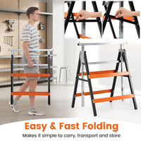 2 Pack Folding Saw Horses, Heavy Duty Metal Adjustable Height Sawhorse Set