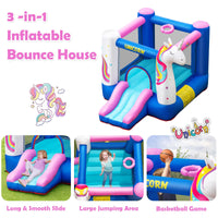 Inflatable Bounce House, 3 in 1 Jumping Castle for Kids Indoor Outdoor Party w/Jumping Area (with Blower)