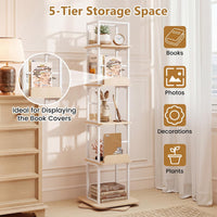 5-Tier Rotating Bookshelf Tower with 360° Spinning Design