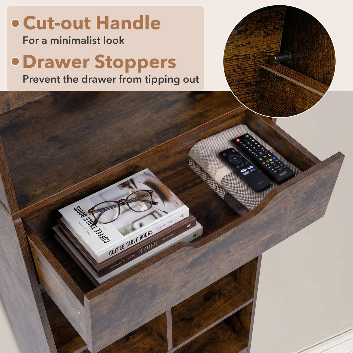 180cm Tall Freestanding Bookcase with Drawer and 2 Anti-Tip Kits for Home Office