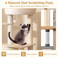 143 CM Tall Cat Tree with Sisal Scratching Posts and Condo