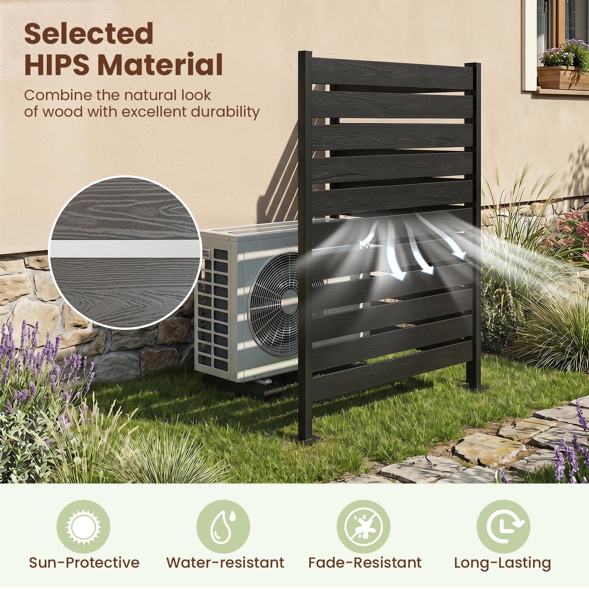 Decorative Privacy Screen 93x155cm No Dig Fence for Pool or Lawn