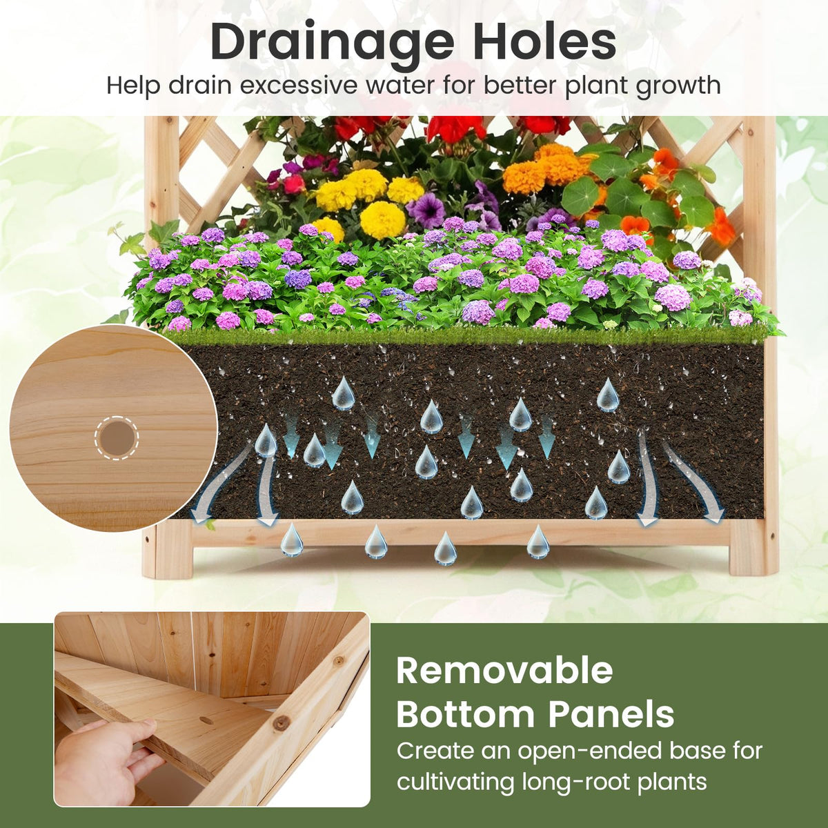 Corner Raised Garden Bed with Trellises for Climbing Plants Vegetables for Yard