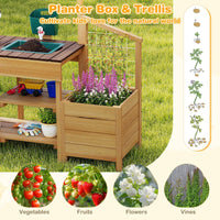 Outdoor Play Kitchen for Kids Wooden Toy Kitchen Playset with Removable Faucet