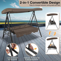 2-in-1 Patio Convertible Swing Chair to Flat Bed