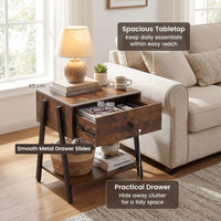 Giantex Industrial Nightstand with Drawer, Bedside Table