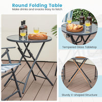 3 Piece Outdoor Folding Bistro Set with Folding Table for Outdoor/Indoor Use