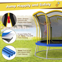8FT Outdoor Trampoline with Galvanized Steel Frame and Enclosure Net