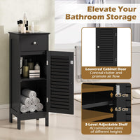 Small Bathroom Storage Cabinet with Adjustable Shelf and Drawer