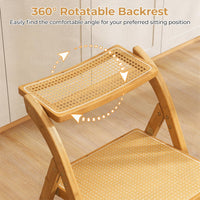 Rattan Cane Folding Chairs Set of 2