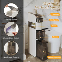 4/5/6-Tier Narrow Bathroom Storage Cabinet Slim Rolling Toilet Paper Organizer with Drawers