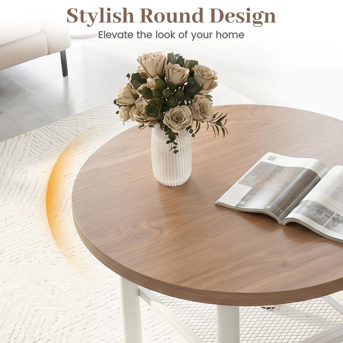 Giantex Round Coffee Table, 2-Tier Modern Circular Center Table