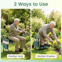 Foldable Garden Kneeler with Wide EVA Padding & Tool Pouch for Gardening