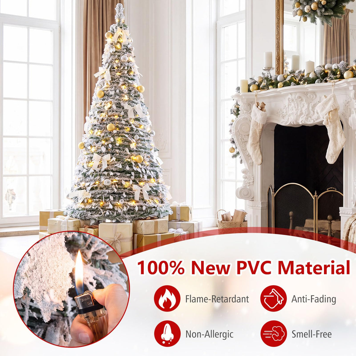 180cm Pre-Lit Pop Up Christmas Tree w/ 140 Warm White LED Lights