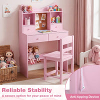 Kids Study Desk with Chair, Children Writing Table and Chair Set