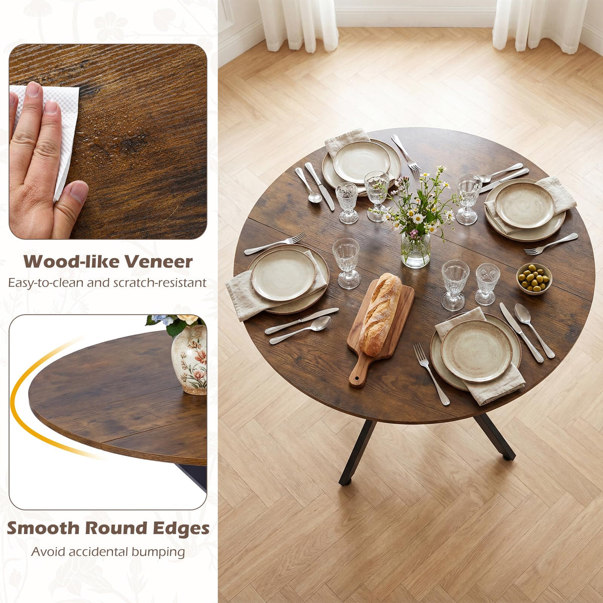 80cm Folding Dining Table with Drop Leaves