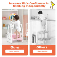Kids Step Stool, Toddler Step Ladder with Safety Handles & Non-Slip Steps
