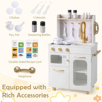 Pretend Play Kitchen with Stoves and Faucet for Boys and Girls 3+ Years Old