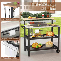 Rolling Bar Cart with Flip-up Table and Foldable Handle for Kitchen