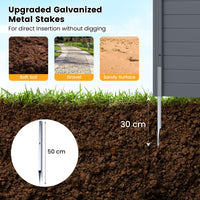 2 Panels 123cm x 123cm PP Privacy Fence Screen with Galvanized Ground Stakes