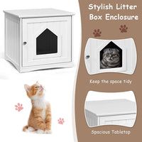 Cat Litter Box Enclosure, Covered Enclosed Kitty Litter Box Square, Small Litter Box Furniture Hidden