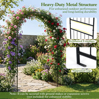 Garden Arch, 220cm Tall Heavy Duty Metal Arbor Trellis Archway for Climbing Plants, Roses
