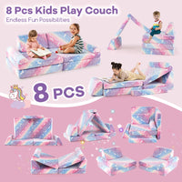 6 Pcs Modular Kids Play Couch with Handles for Building Fort Playroom