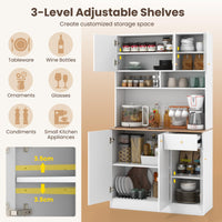 Giantex Tall Pantry Cabinet, Kitchen Cabinet with Outlets, USB Ports, Anti-Tipping Kits & 3-Position Adjustable Shelves