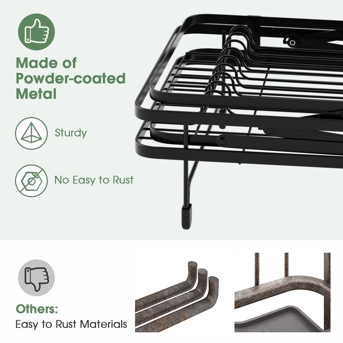 Giantex Dish Drying Rack, Collapsible 2-Tier Dish Rack and Drainboard Set with Removable Drip Tray