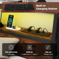 Single Size LED Bed Frame with Charging Station