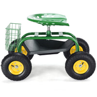 Giantex Rolling Garden Work Seat, 360 Swivel Gardening Workseat with Wheels