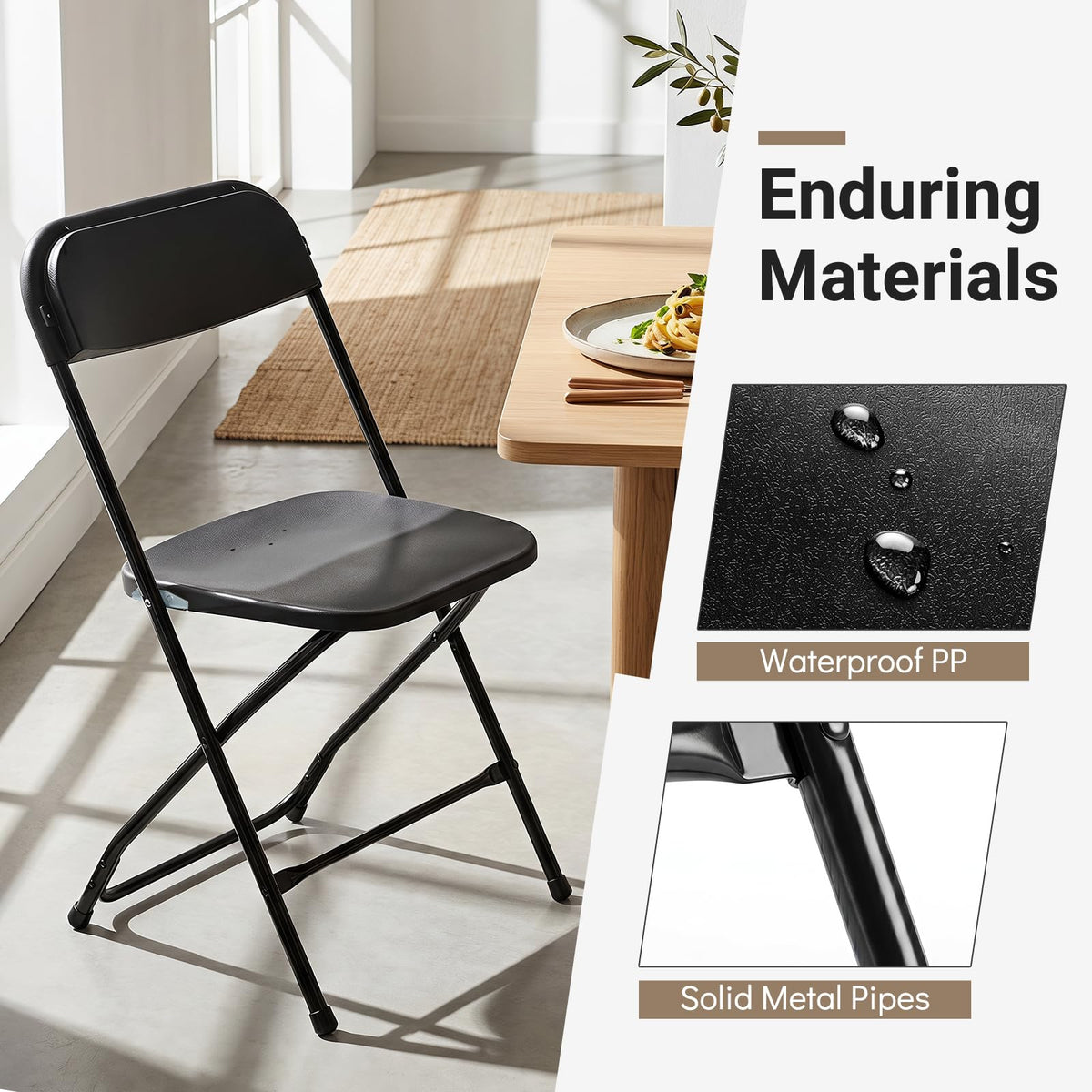 Giantex 4 Pack Folding Chairs, Portable & Foldable PP Chairs