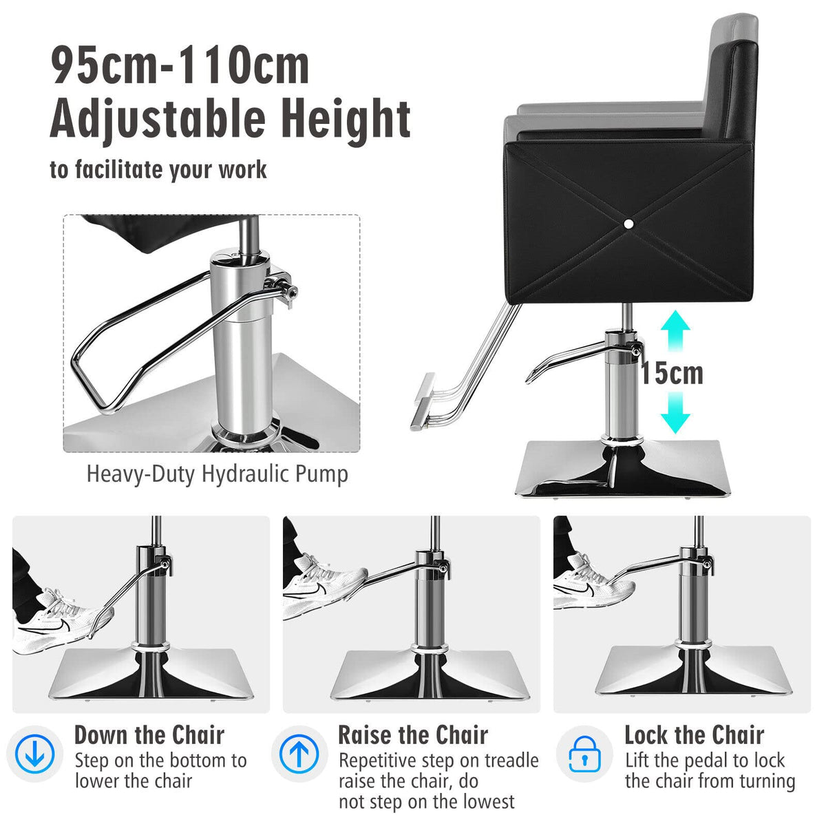 Barber Chair Hair Salon Chair Styling Heavy Duty Hydraulic Pump Stylist Chair