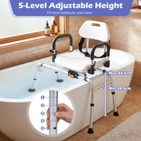 Sliding Shower Chair with Backrest, Duty Non-Slip Tub Transfer Bench w/Swivel Seat