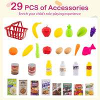 76PCS Supermarket Playset, Kids Pretend Play Grocery Store Set with Shopping Cart