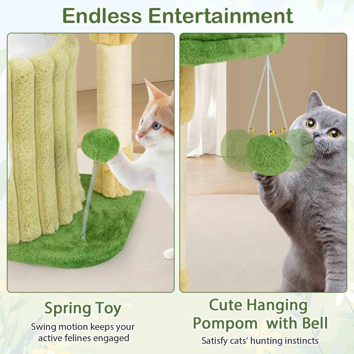 Cute Cat Tree Indoor Versatile Cat Play House Cat Tower w/Sisal Scratching Posts