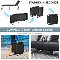 Patio Folding Chaise Lounge with 4-Level Backrest & Detachable Headrest Outdoor（70cm）