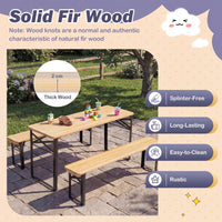 110 CM Folding Kids Picnic Table & Bench Set, No Assembly Wooden Toddler Table