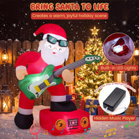 235cm Christmas Inflatable Decoration Santa Claus Plays Guitar with Lights and Music Player