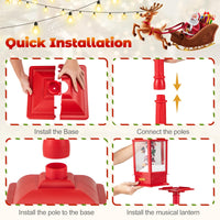 1-Piece Christmas Street Lamp 155cm with Snow Globe and Santa Music for Porch
