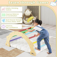 4-In-1 Wooden Kids Climber Arch Rocker with Cushion Montessori Toy