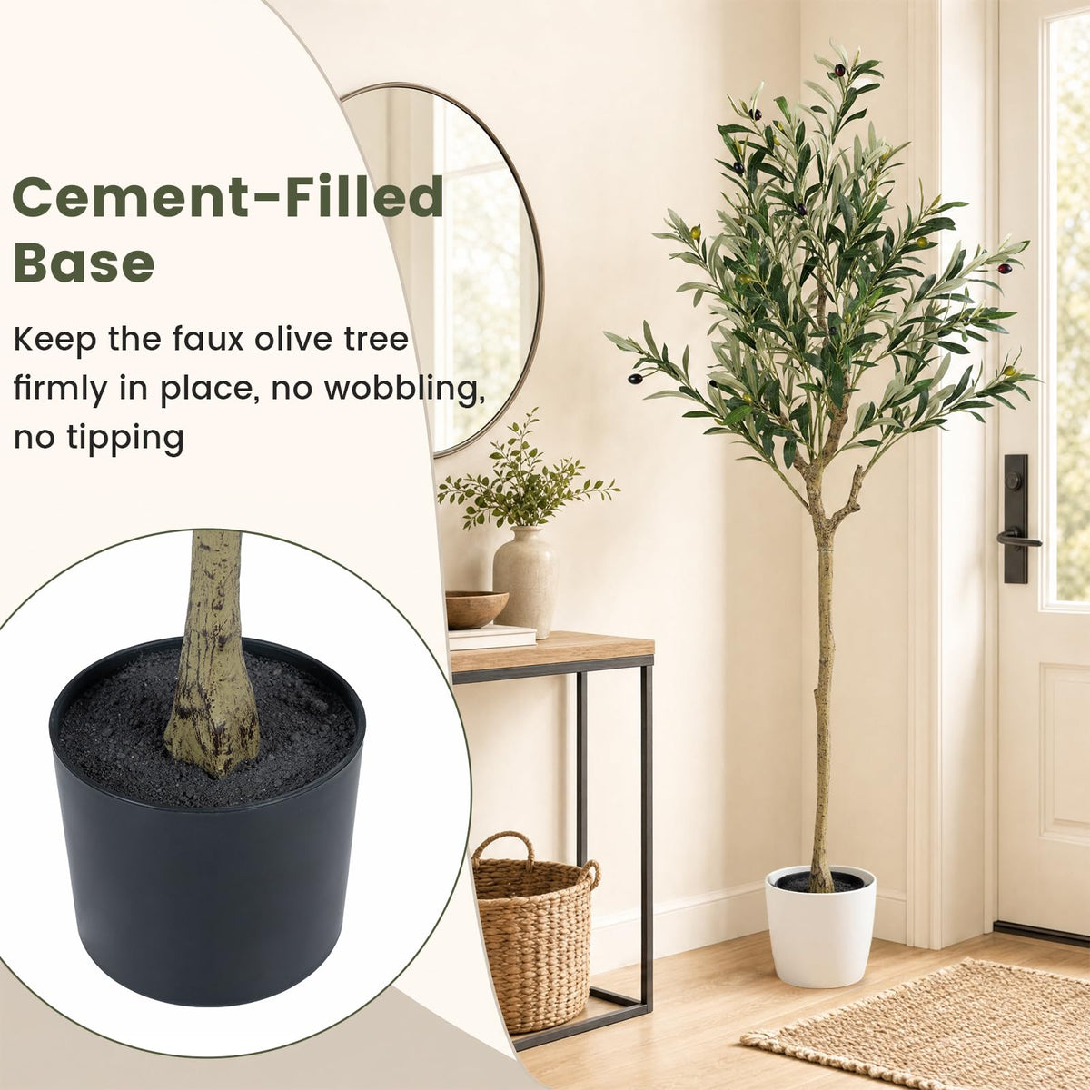 Giantex 150 cm Artificial Olive Tree w/ 24 Olive Fruits & 576 Silk Leaves