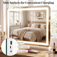 Giantex Vanity Mirror with LED Lights & Removable Magnify Mirror