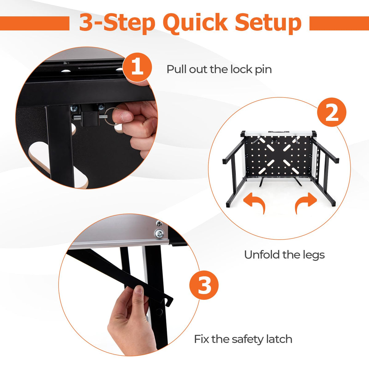 84.5cm Portable Work Table, Folding Workbench w/ 2 Quick Clamps & 4 Clamp Dogs